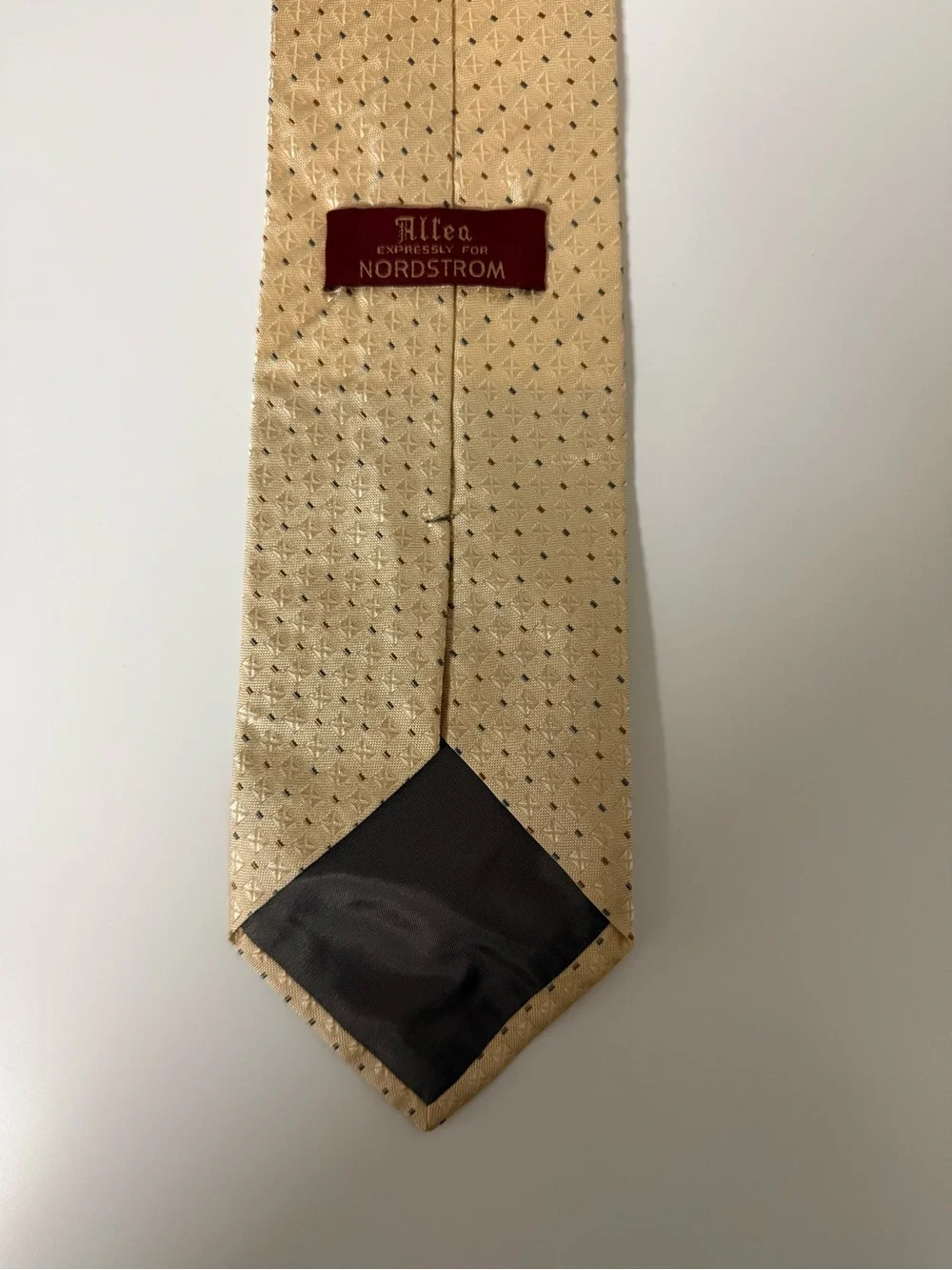 Altea Milano Expressly For Nordstrom Tie Silk Gold Beige Geometric Pattern Italy